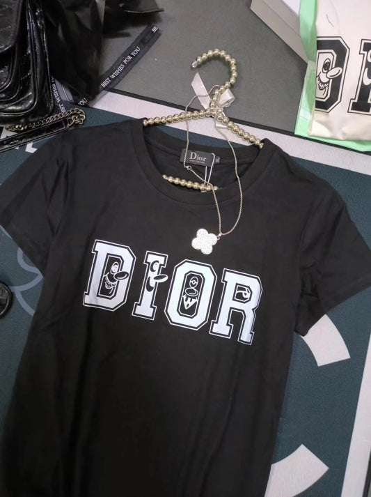 CHRISTIAN DIOR || Crew Neck Plain Cotton Short Sleeves Logo Luxury - FASHION MYST
