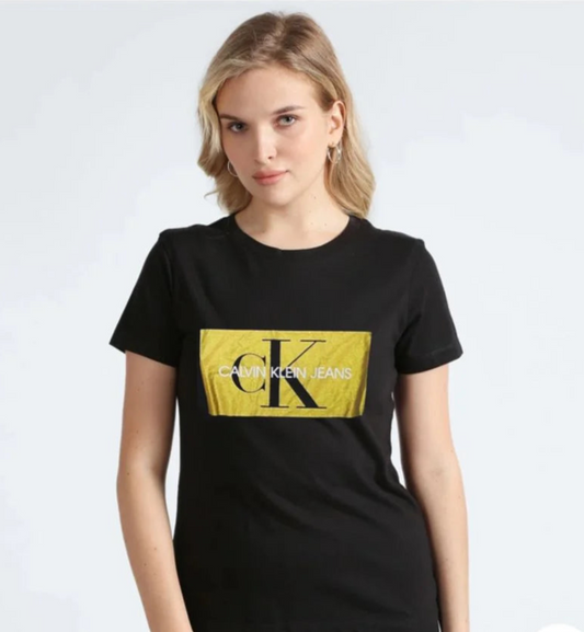 CALVIN KLIEN JEANS || Women CK Logo Printed Round Neck T-shirt - FASHION MYST
