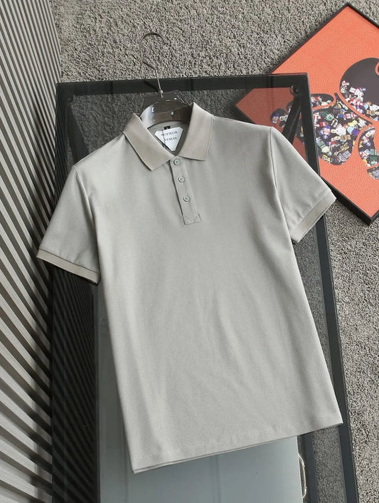 BOTTEGA VENETTA || Men's Solid Colour Cotton Pique Polo T-Shirt- FASHION MYST
