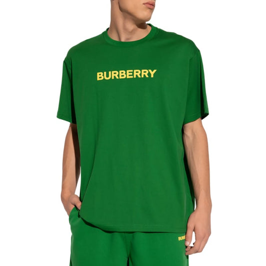 BURBERRY || Harriston Cotton Graphic Green Tees For Men- FASHION MYST
