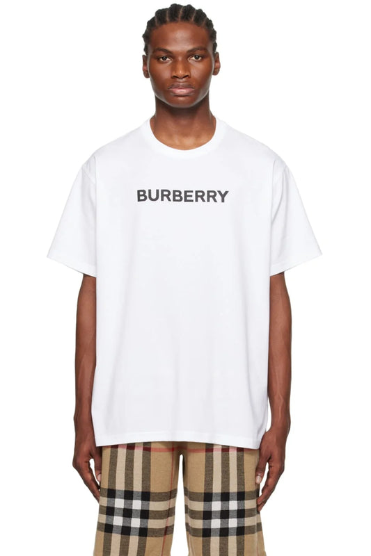 BURBERRY || Harriston Cotton Graphic White Tees For Men- FASHION MYST