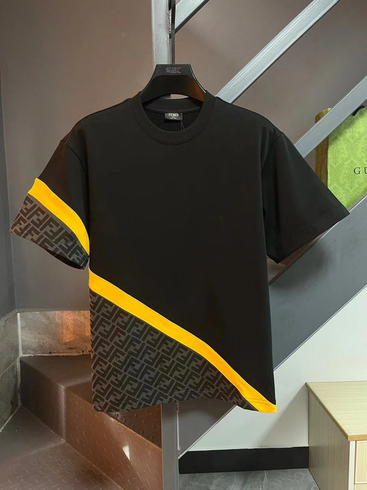 FENDI || Men's Diagonal FF- Graphic Logo Print T-Shirt- FASHION MYST