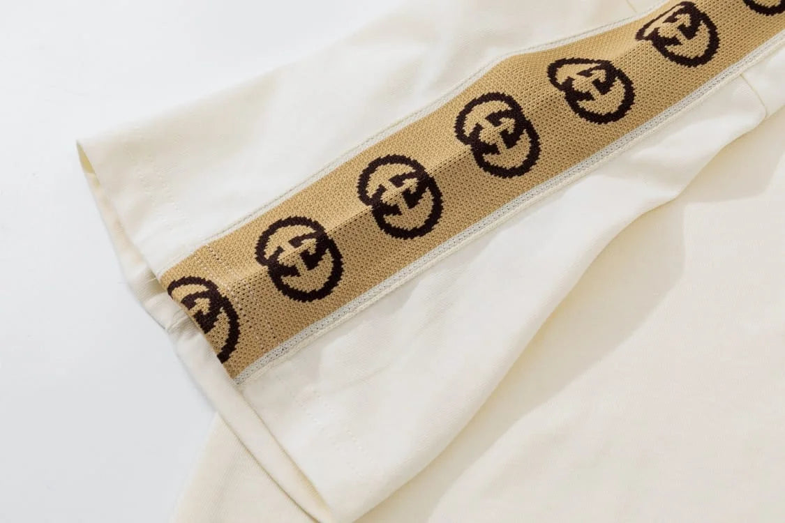GUCCI || GG Interlocking Stripe White/Black Cotton T-Shirt- FASHION MYST
