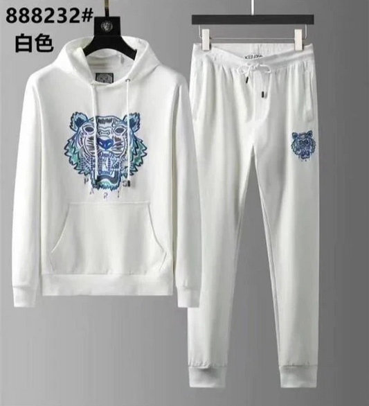 KENZO || Hooded Tiger Embossed Tracksuit In Black/Blue/White- FASHION MYST