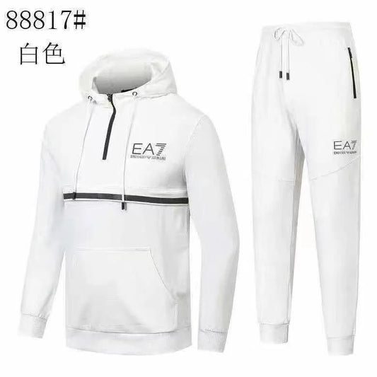 EMP*RIO ARM*NI || Logo Cotton Zippered Stand-Up Collar Regular Fit Tracksuit Set- FASHION MYST