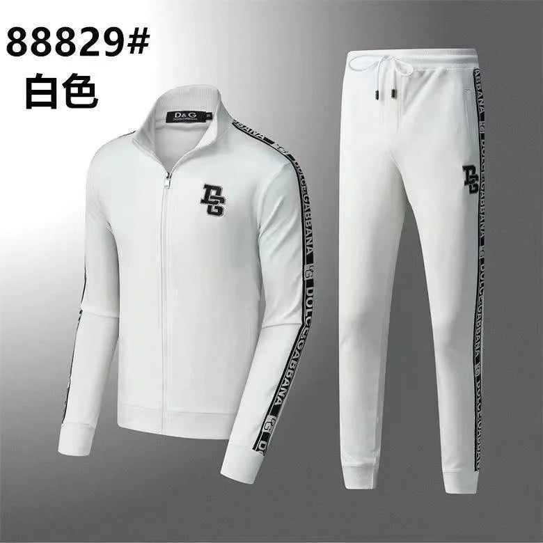 DOLCE GABBANA || Tricot Funnel Neck DG Logo Tracksuit With Tapered