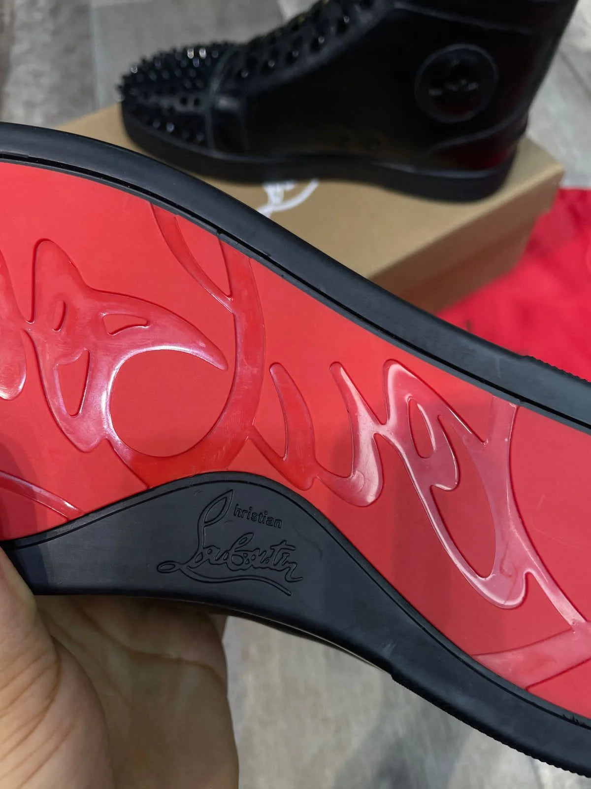 CHRISTIAN LOUBOUTIN || Lou Spikes High Top Black Sneaker (Men)- FASHION MYST