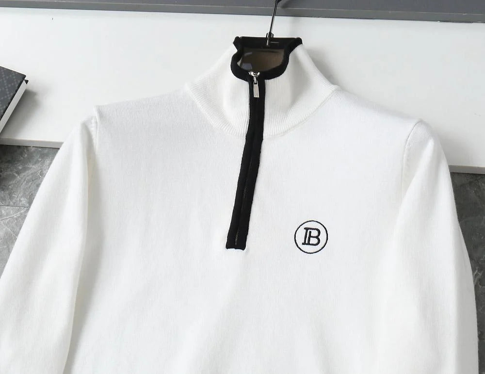 BALMAIN || Mens Zip-Up High-Neck Regular Fit Pullover- FASHION MYST
