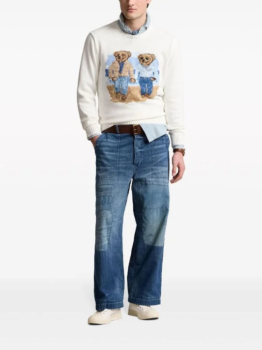 POLO RALPH LAUREN || Men's The Ralph & Ricky Bear White Sweater- FASHION MYST