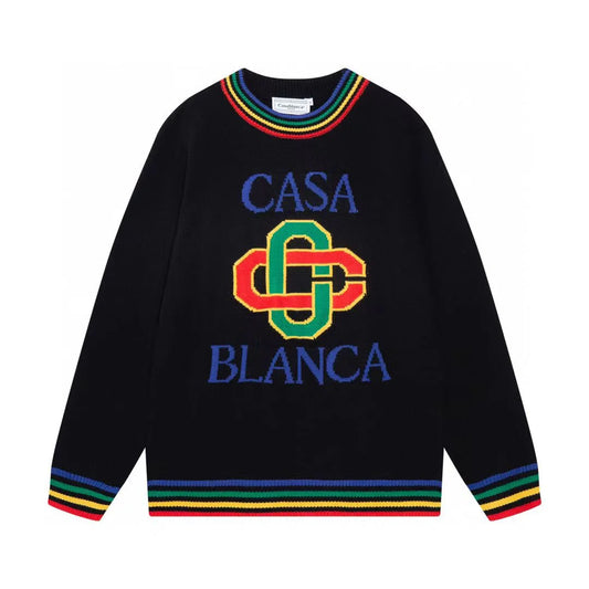 CASABLANCA || Stacked Logo-Embroidered Unisex Sweatshirt- FASHION MYST