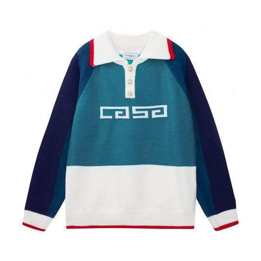 CASABLANCA || Intarsia-Logo Brushed Sweater- FASHION MYST