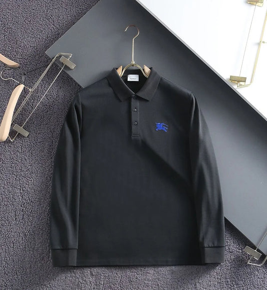 BURBERRY || Cotton Piqué Weave Signature Equestrian Knight Motif Polo Collar T-Shirt- FASHION MYST