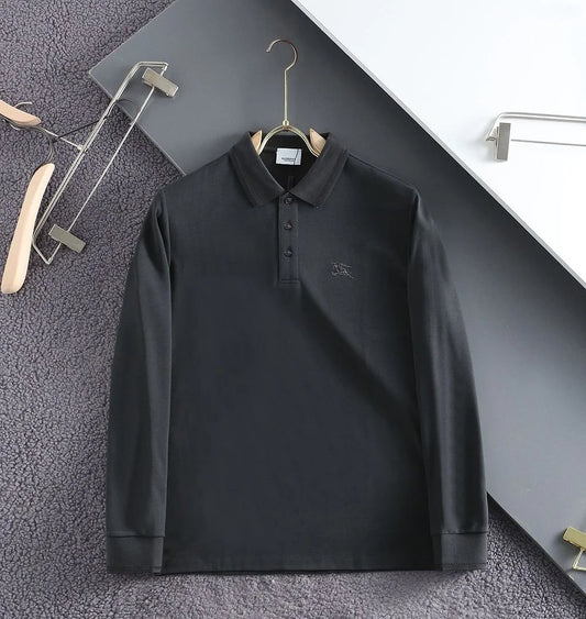 BURBERRY || Embroidered-Logo Polo Long Sleeves T-Shirt- FASHION MYST