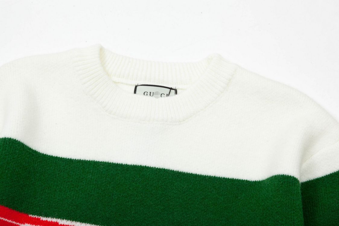 GUCCI || Striped V-Neck Felted Jumper Pullover- FASHION MYST