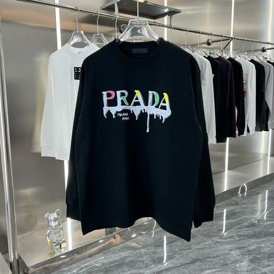 PRADA || Paint-Splatter Effect Logo Sweatshirt- FASHION MYST