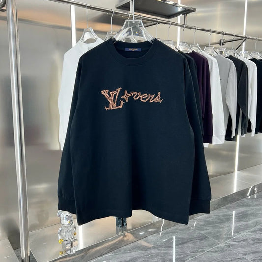 LOUIS VUITTON || LV Lover Signature Logo Crewneck Cotton Fleece Sweatshirt- FASHION MYST