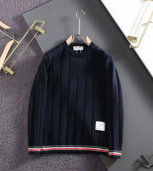 THOM BROWNE || Classic Stripe Long-Sleeved Knit Pullover- FASHION MYST