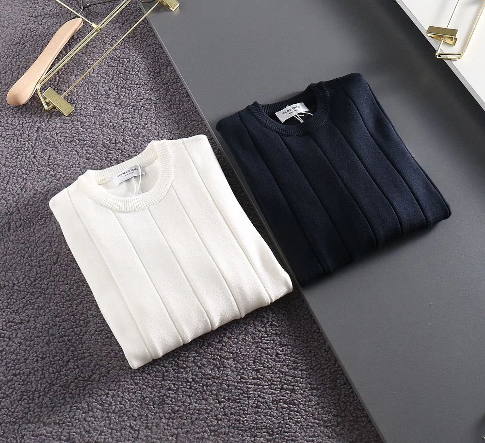 THOM BROWNE || Classic Stripe Long-Sleeved Knit Pullover- FASHION MYST