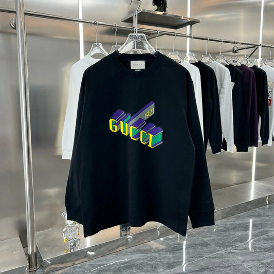 GUCCI || COTTON JERSEY SWEATSHIRT WITH GUCCI 1921 LOGO PRINT- FASHION MYST