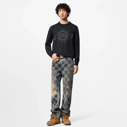 LOUIS VUITTON || Embellished Long-Sleeved Merino Wool Crewneck Pullover- FASHION MYST