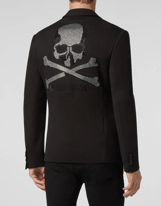 PHILIPP PLEIN || Crystal Skeleton Gigolò Fit Black Blazer Men- FASHION MYST