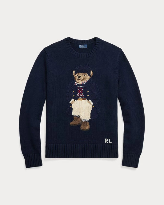 POLO RALPH LAUREN || Polo Bear Cotton Crewneck Jumper Hunter Navy Multi- FASHION MYST