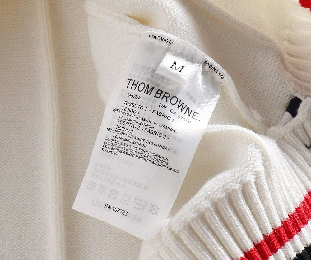 THOM BROWNE || Diagonal Stripe Merino Round Wool Knit Pullover- FASHION MYST
