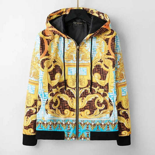 VERSACE || Fendace Zucca FF Logo Printed Hoodie Bomber Jacket- FASHION MYST