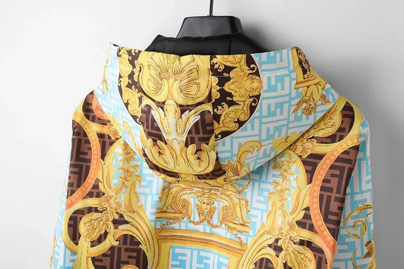 VERSACE || Fendace Zucca FF Logo Printed Hoodie Bomber Jacket- FASHION MYST