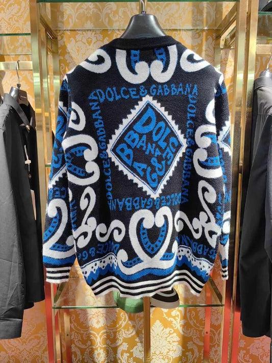 DOLCE & GABBANA || Marina-Print Cotton Wool Pullover For Men- FASHION MYST
