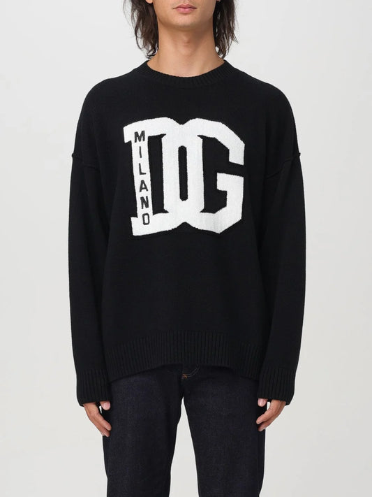 DOLCE & GABBANA || WOOL ROUND-NECK SWEATER WITH DG INLAY- FASHION MYST