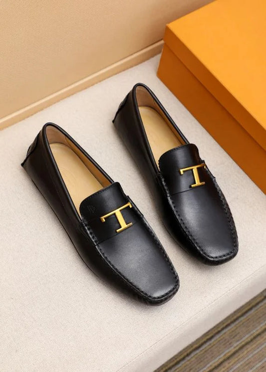 TODS || Timeless Gommino T Logo Black/Grey Loafers- FASHION MYST