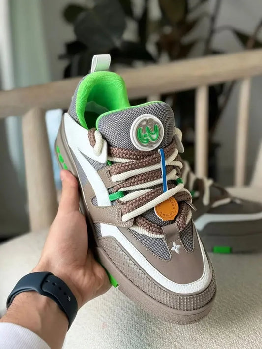 LOUIS VUITTON || Bicolor Double Lace Up Lv Skate Sneaker Grey/Green- FASHION MYST
