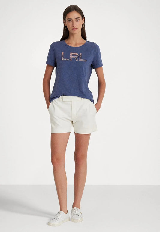POLO RALPH LAUREN || Lauren Ralph Lauren Logo Cotton Jersey Tee Woman T-Shirt- FASHION MYST