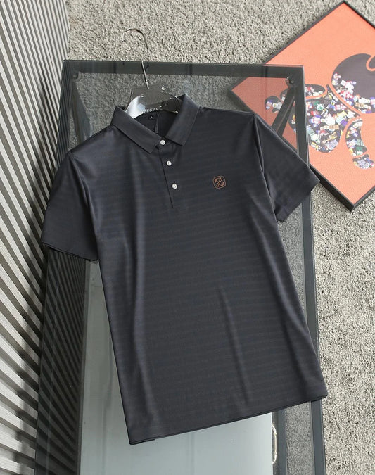 ZEGNA || Z Logo Print Slim Fit Stretchable Polo T-Shirt- FASHION MYST