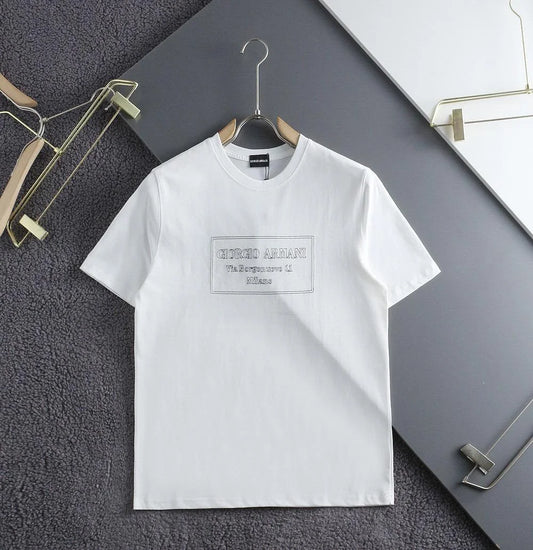 GIO*GIO ARM*NI || Stitched Logo-Embossed Cotton T-Shirt- FASHION MYST