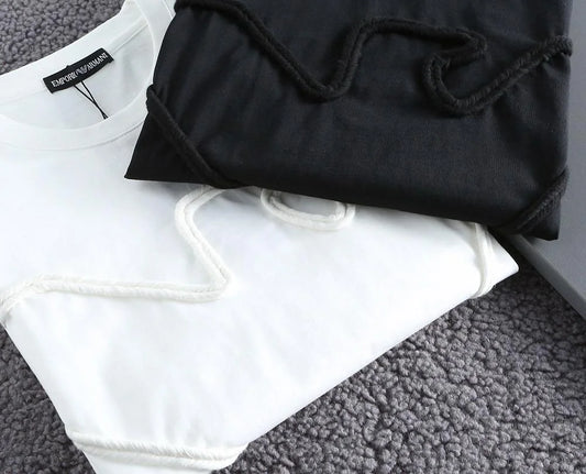 EMP*RIO ARM*NI || Eagle Logo-Embroidered Cotton T-Shirt- FASHION MYST