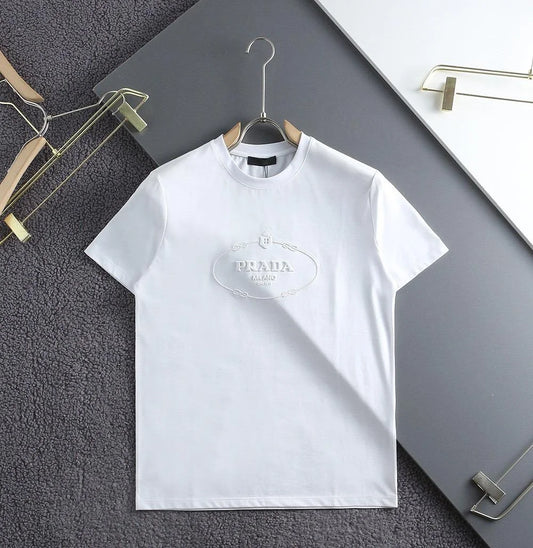 PRADA || Logo-Embroidered Jersey T-Shirt- FASHION MYST