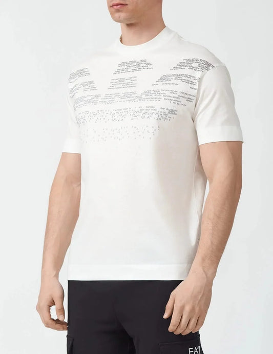 EMP*RIO ARM*NI || Mercerised Jersey T-Shirt With Rubberised Lettering Pattern Oversized Eagle- FASHION MYST