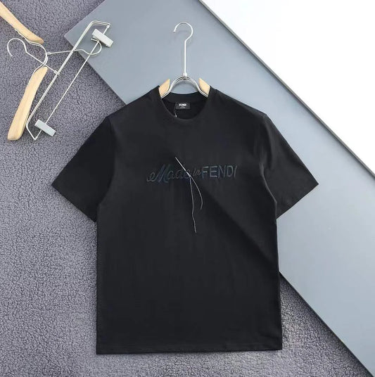 FENDI || Made In Fendi Logo-Embroidered Cotton Crewneck T-shirt- FASHION MYST
