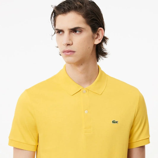 LACOSTE || Men Cotton Polo Collar Slim Fit Sports Yellow T-shirt- FASHION MYST