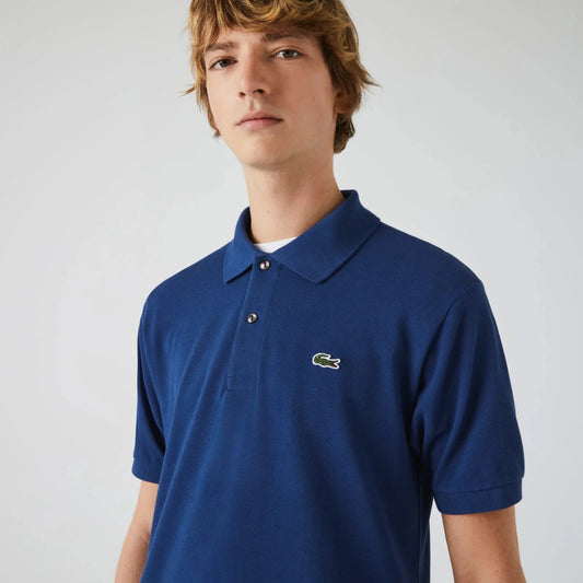 LACOSTE || Men Cotton Polo Collar Slim Fit Sports Royal Blue T-shirt- FASHION MYST