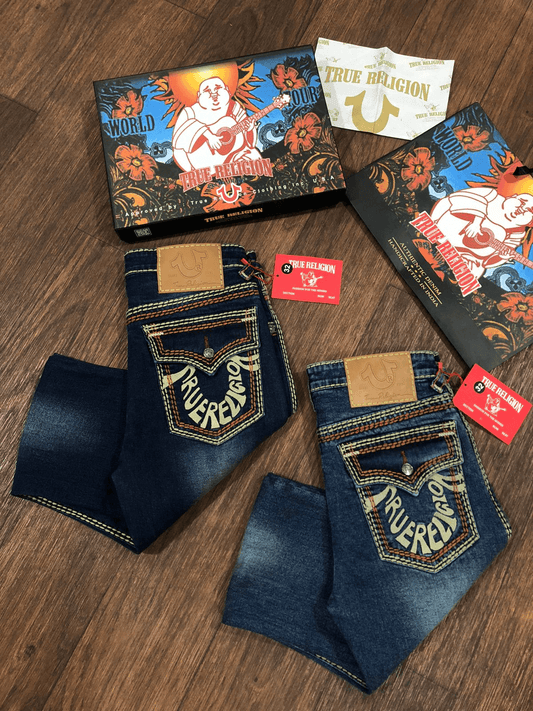 TRUE RELIGION || Thread Work Logo Premium Regular Comfort Fit Denim- FASHION MYST