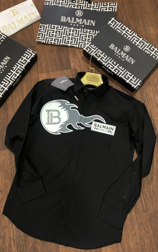 BALMAIN || B Flame Logo Premium Designer Shirt For Men- FASHION MYST