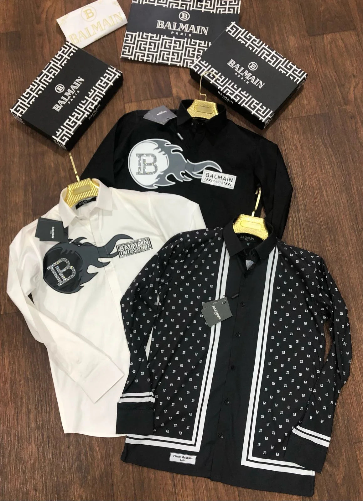 BALMAIN || B Flame Logo Premium Designer Shirt For Men- FASHION MYST