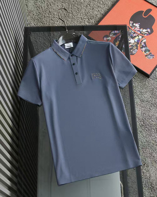 BURBERRY || Interlock Logo Cotton Pique Polo T-Shirt- FASHION MYST