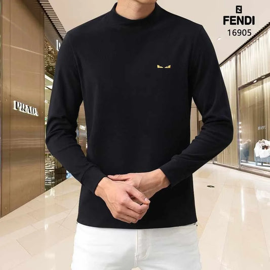 FENDI || Little Monster Eye Logo Velvet Fleece T-Neck Pullover- FASHION MYST