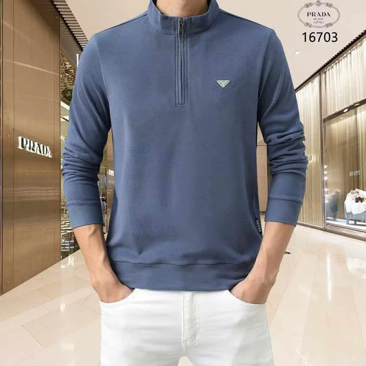 PRADA || Designer Men's Velvet Turtleneck Sweatshirt Double-Sided Fleece- FASHION MYST