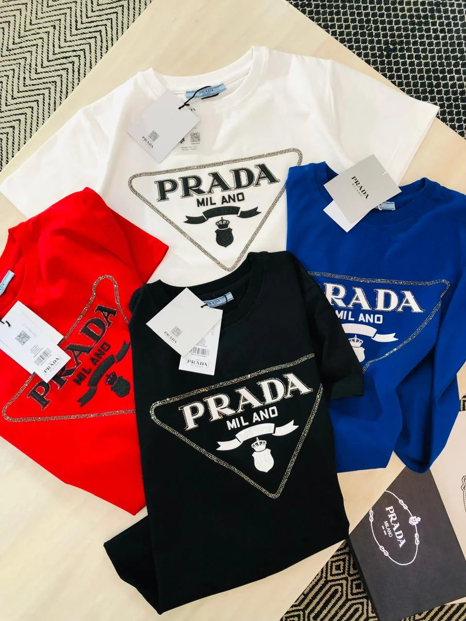 PRADA || Women Graphic Print T-Shirt & Track Pants Co-Ord Set- FASHION MYST