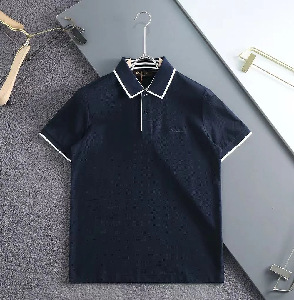 LORO PIANA || Regular Fit Polo T-Shirt With Zip And Contrasting